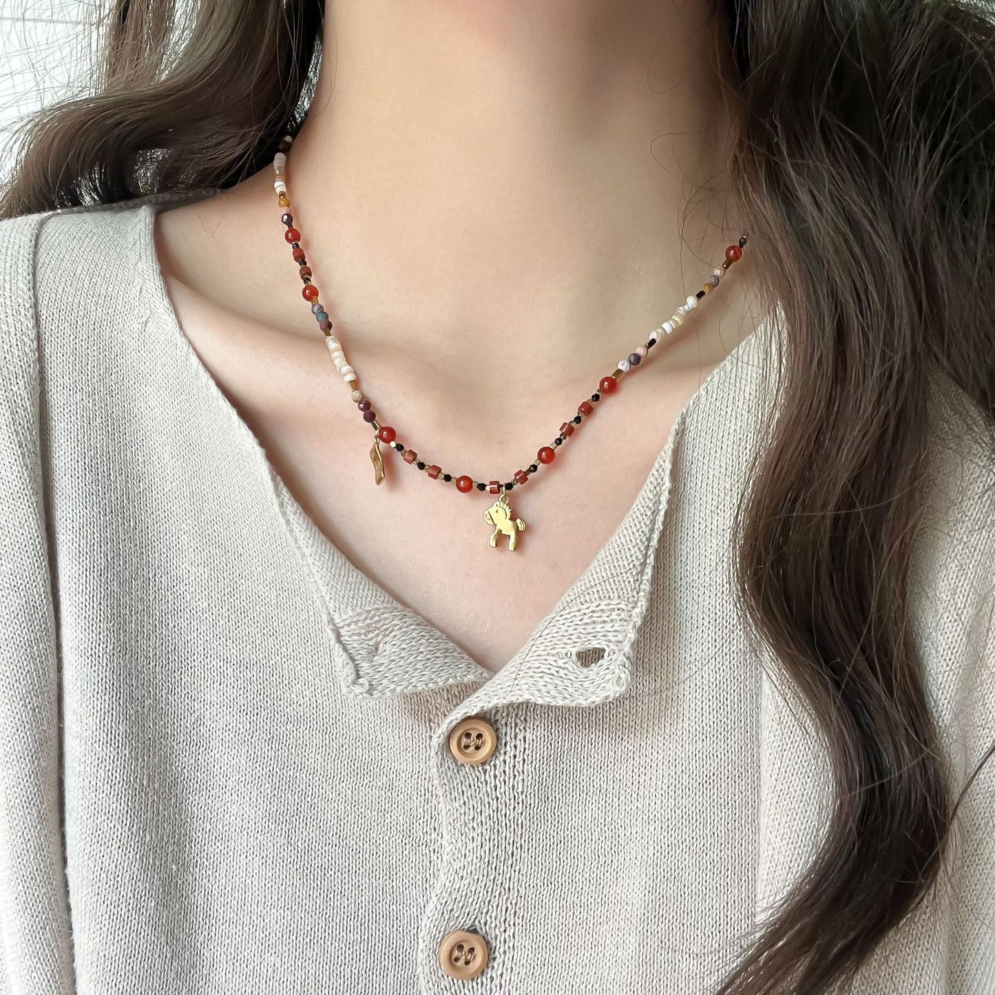 Retro Red Layered Necklace