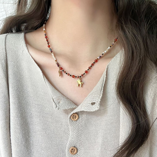 Retro Red Layered Necklace