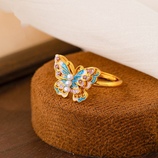Enamel Butterfly Ring